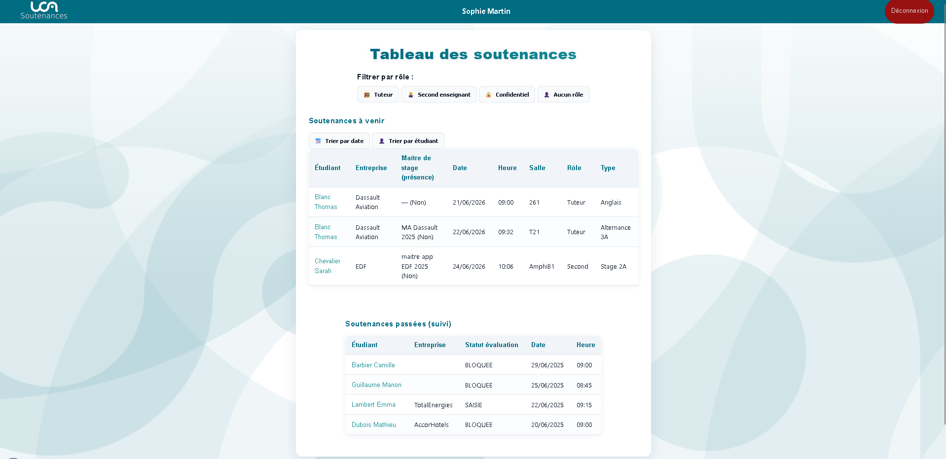 Gestion des Soutenances UCA